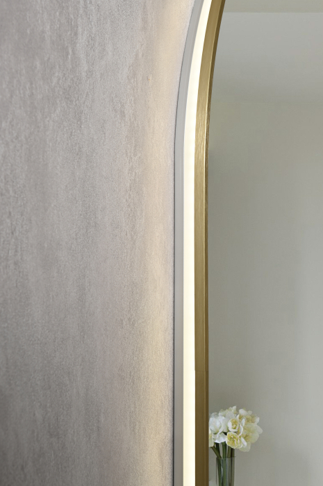 Oglinda baie 60x85 cm, reversibila, cu iluminare LED, rama slim aurie si senzor miscare, Belform Fortuna [6]