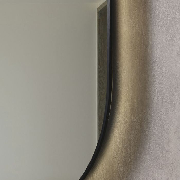 Oglinda baie 60x85 cm, reversibila, cu iluminare LED, rama slim neagra si senzor miscare, Belform Infinity [2]