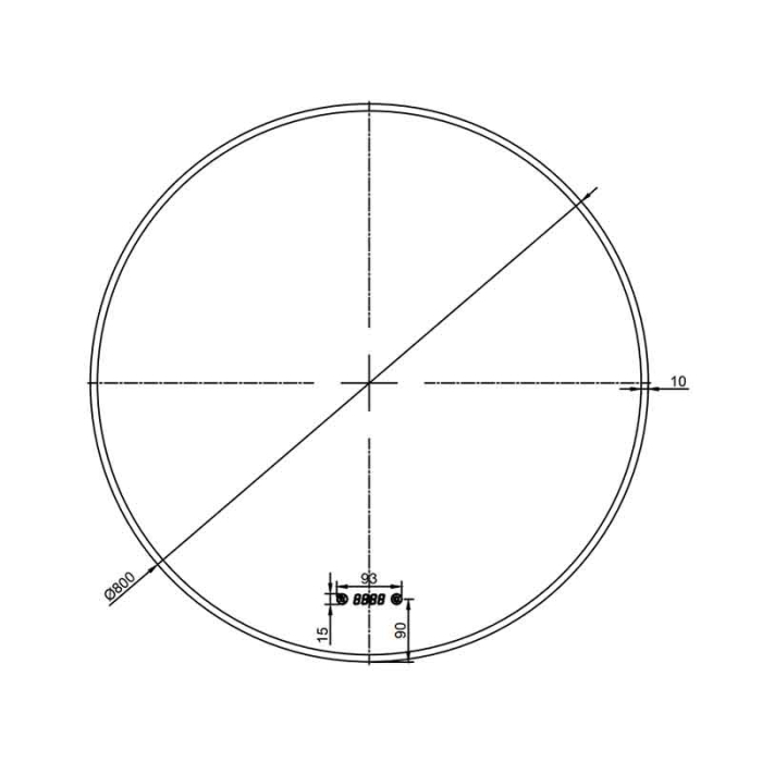 Oglinda baie 80 cm cu dezaburire, ceas si iluminare perimetrala, rama aurie, Fluminia Aster 80 Clock [2]