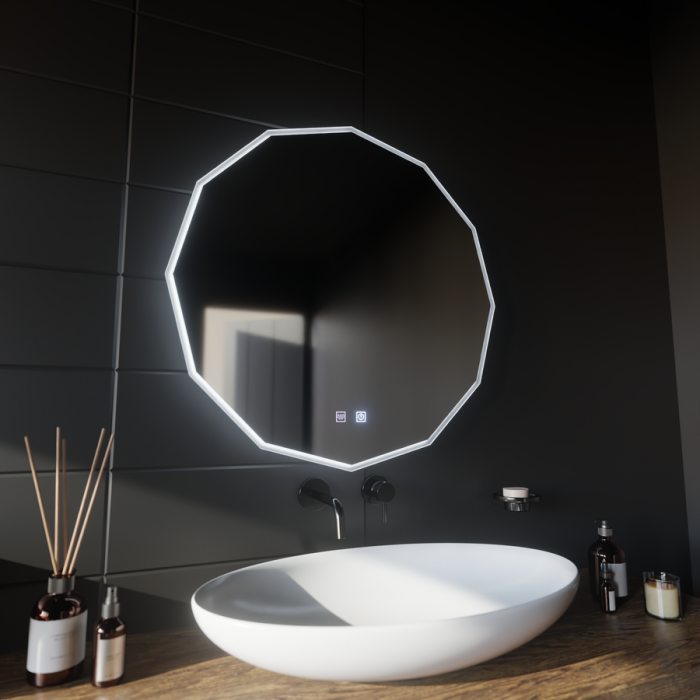 Oglinda baie cu cu iluminare LED si functie dezaburire 50 cm, rotunda, VivoTouch [2]