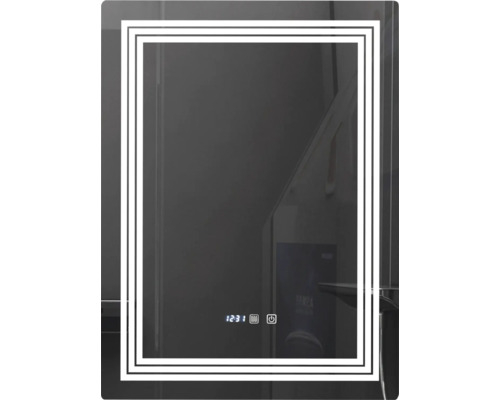 Oglinda baie cu iluminare LED 3 culori, intrerupator Touch, ceas, functie dezaburire, Belform Cronos 60x80 cm IP44 [3]