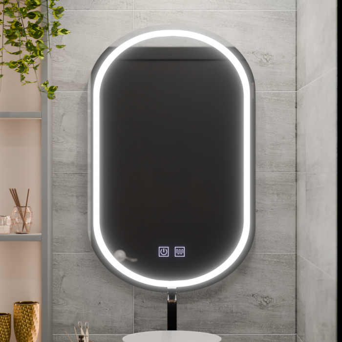 Oglinda baie cu iluminare LED 50x80 cm si functie de dezaburire, ovala, Velara Touch [2]