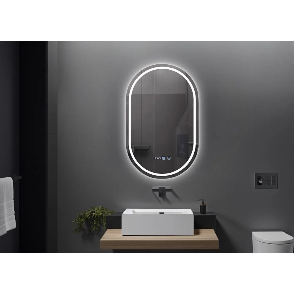 Oglinda baie cu iluminare LED si ceas 50x80 cm, ovala, Belform Atlantis [3]