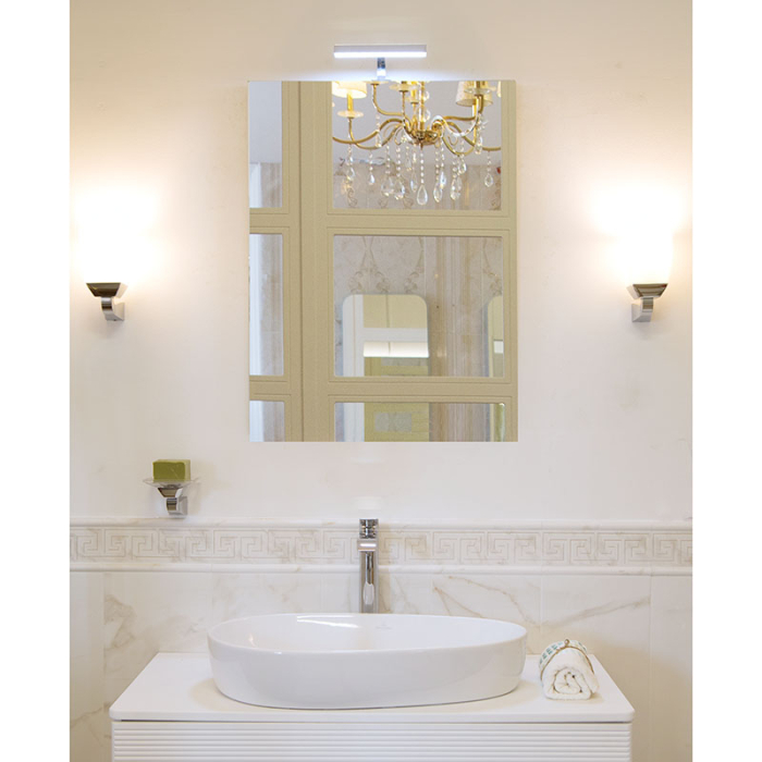 Oglinda baie dreptunghiulara Fluminia Joly 80x60 cm, montaj reversibil, cant gri deschis [2]