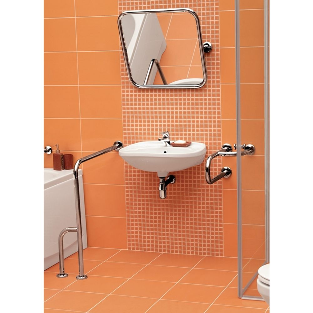 Oglinda baie rabatabila patrata pentru persoana cu dizabilitati, 60x60 cm, crom, Cersanit Etiuda [2]