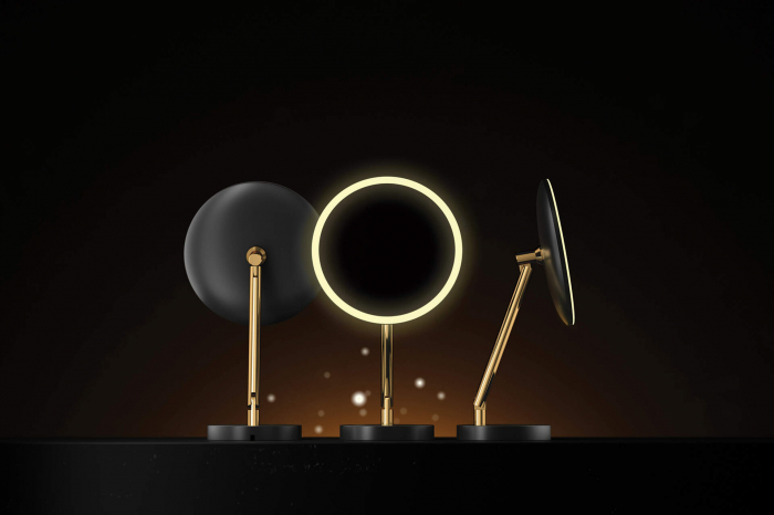 Oglinda cosmetica baie cu iluminare LED si picior auriu Deante Silia [4]