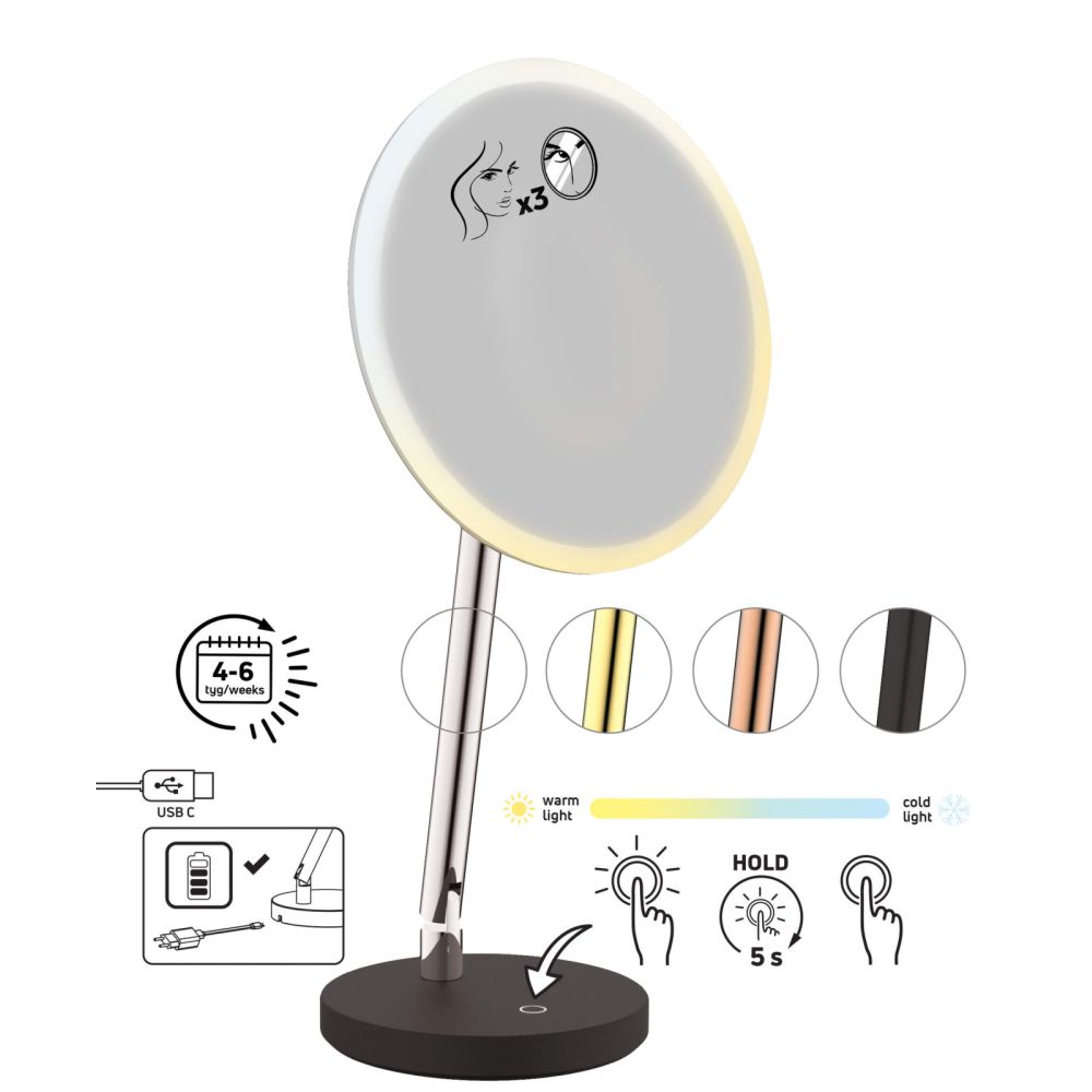 Oglinda cosmetica baie cu iluminare LED si picior crom Deante Silia [2]