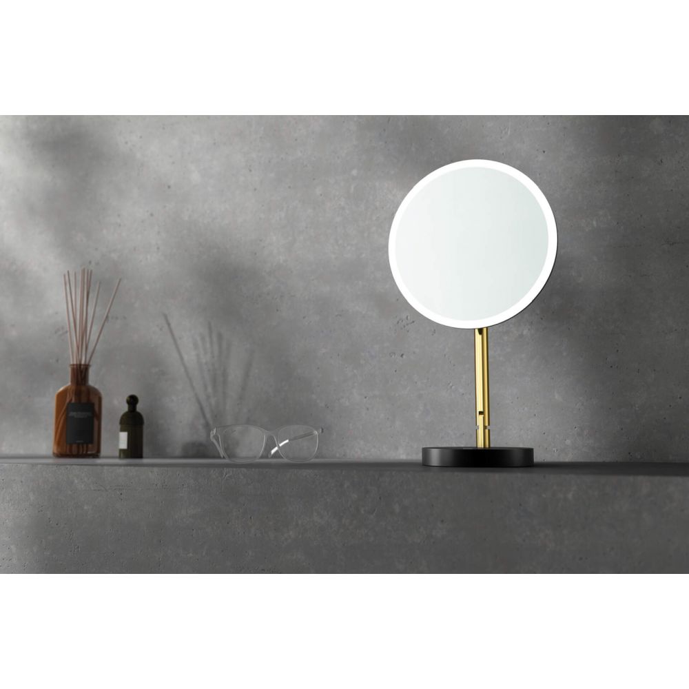 Oglinda cosmetica baie cu iluminare LED si picior auriu Deante Silia [7]