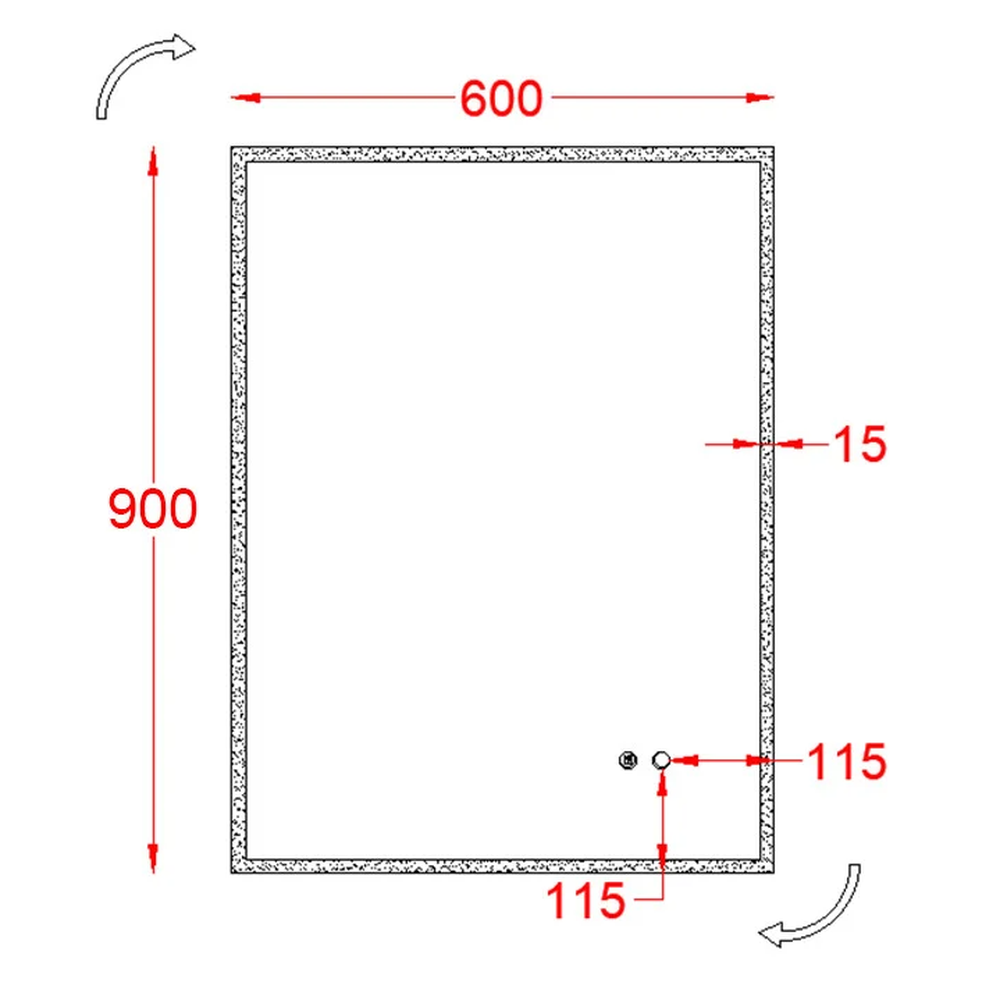 Oglinda dreptunghiulara cu iluminare LED 3 culori si rama aluminiu, 90 cm, Fluminia Siza [2]