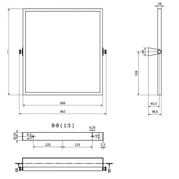 Oglinda speciala pentru persoanele cu dizabilitati cu inclinare reglabila, Thermomat, 60,7 x 65,7 cm, alb [2]