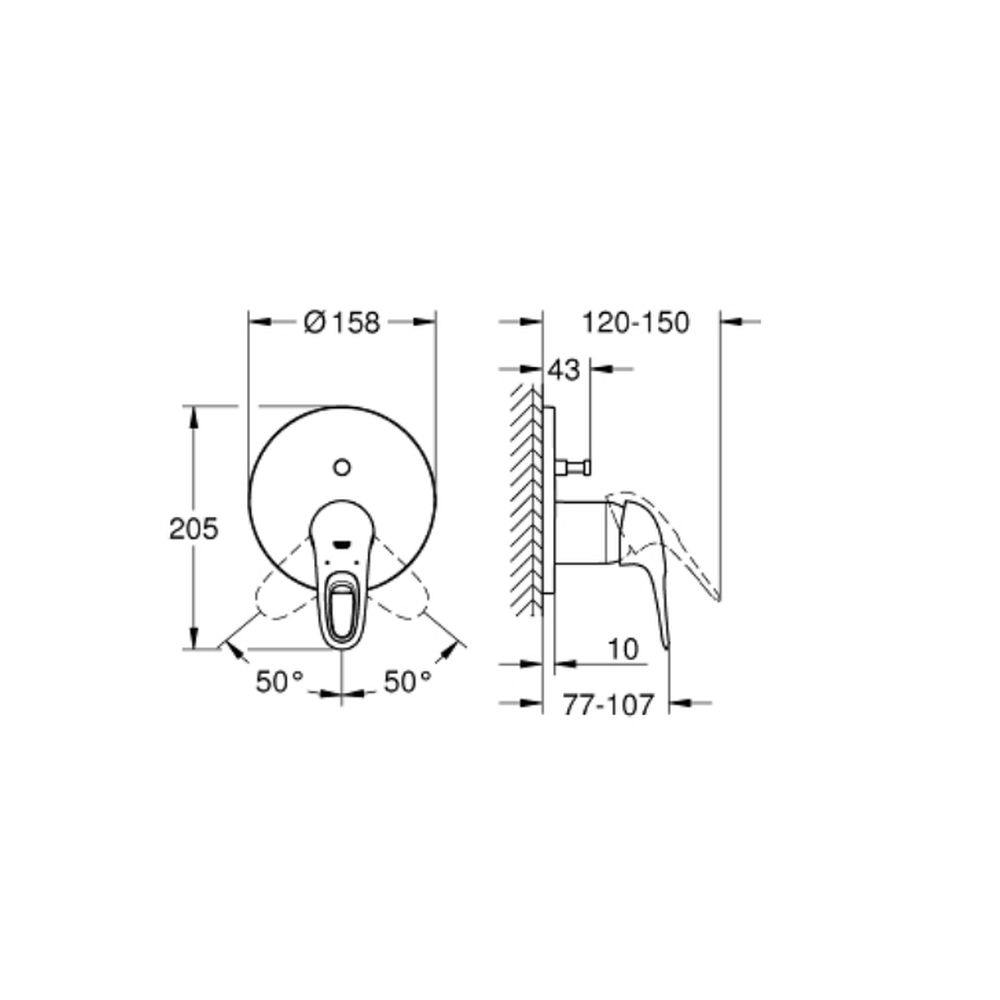Baterie cada incastrata culoare alba, cu 2 căi, Grohe Eurostyle [4]