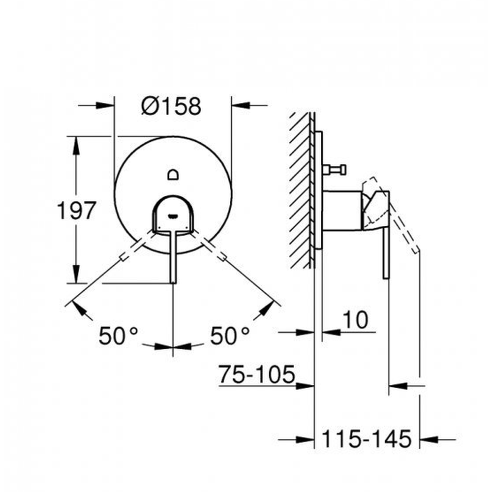 Baterie cada incastrata culoare crom Grohe Plus [2]