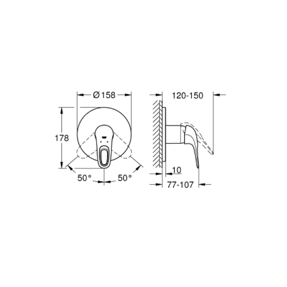 Baterie dus Grohe Eurostyle incastrata pentru corp ingropat, crom [4]