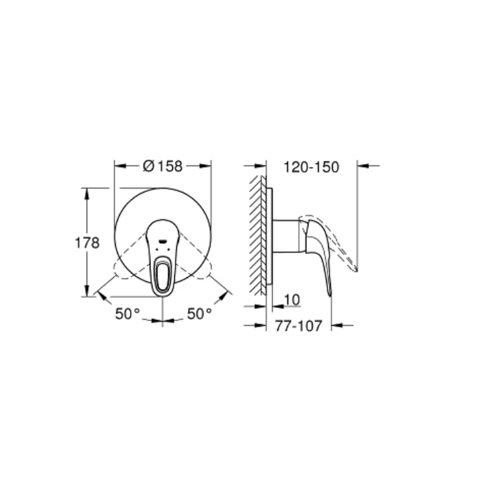 Baterie dus Grohe Eurostyle incastrata pentru corp ingropat, alb [4]