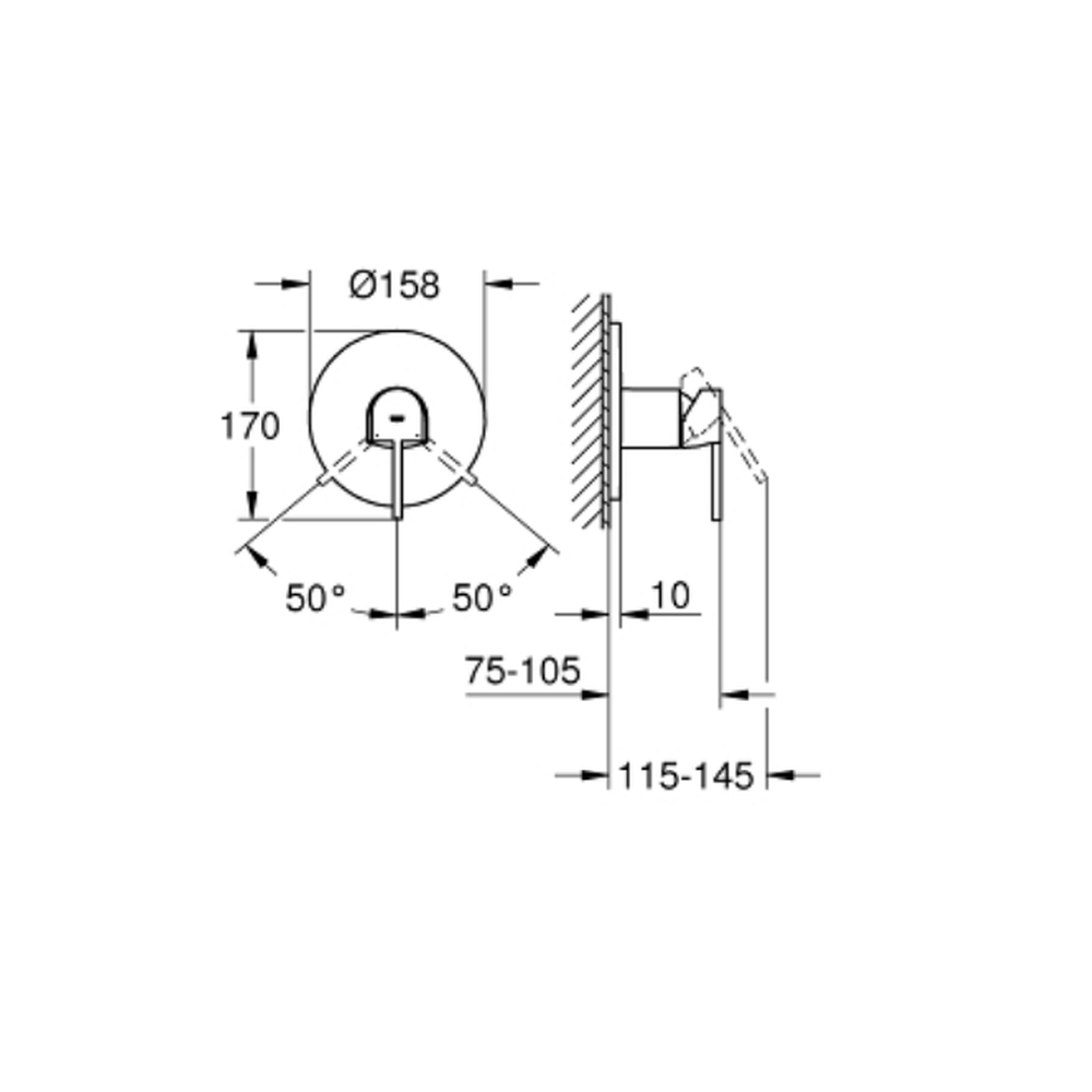 Baterie dus Grohe Plus incastrata pentru corp ingropat, crom [3]