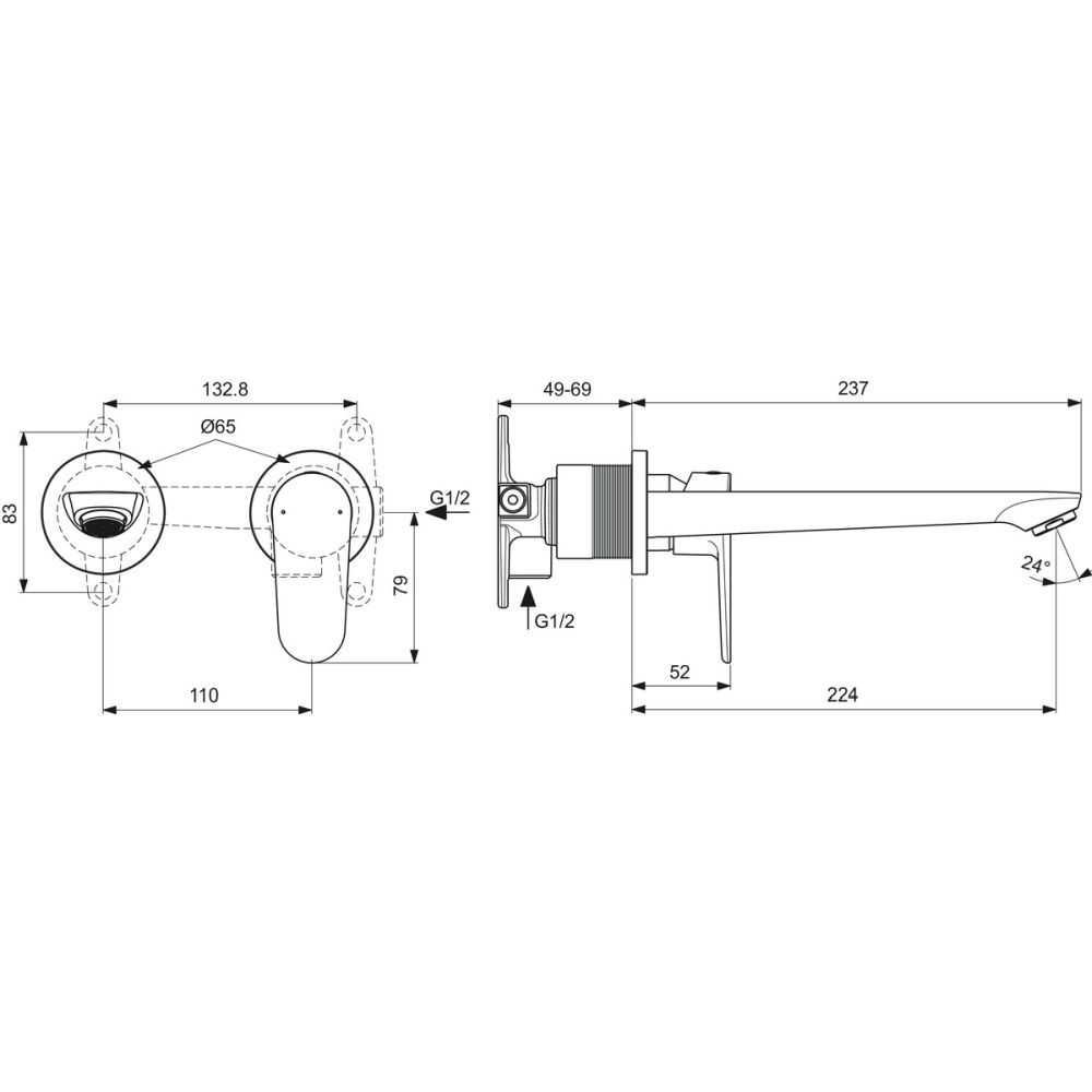 Baterie lavoar incastrata Ideal Standard Cerafine O negru mat [6]