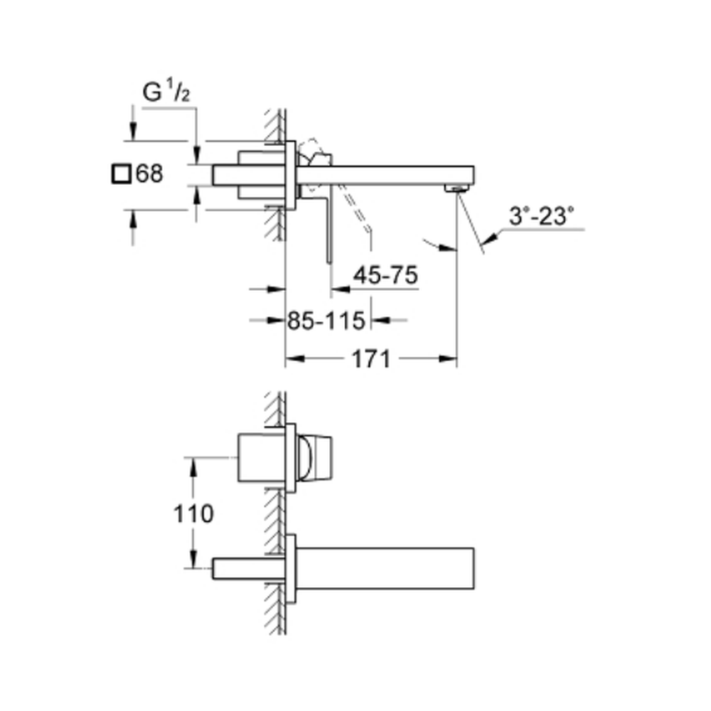 Baterie lavoar incastrata culoare crom Grohe Eurocube [2]