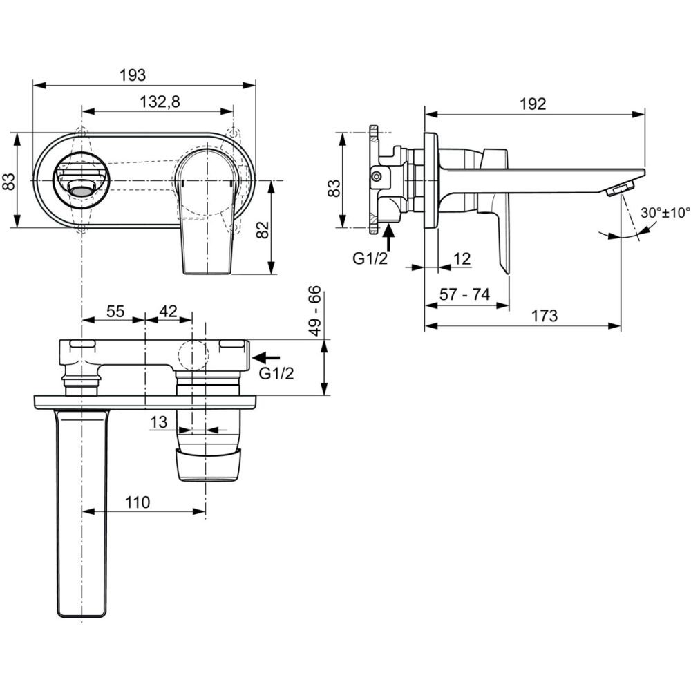Baterie lavoar incastrata Ideal Standard Tesi crom lucios [4]