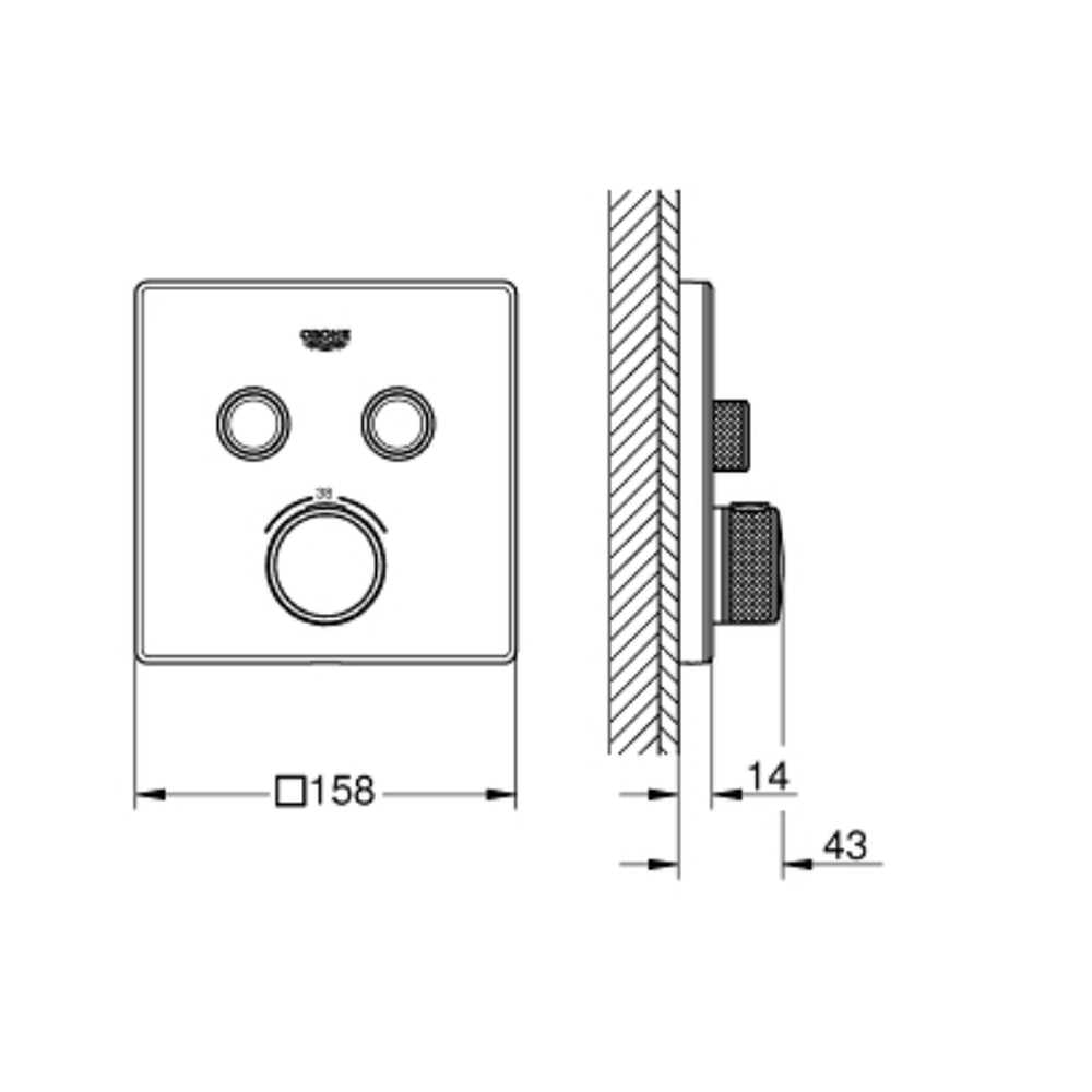 Baterie dus incastrata termostatata alb/crom, patrata, cu 2 iesiri, Grohe SmartControl [2]