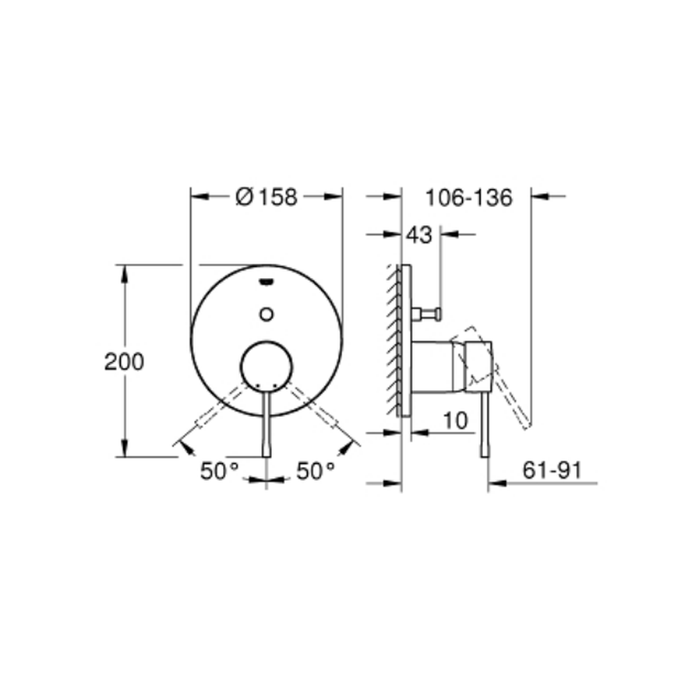 Baterie cada sau dus Grohe Essence incastrata pentru corp ingropat, crom [3]