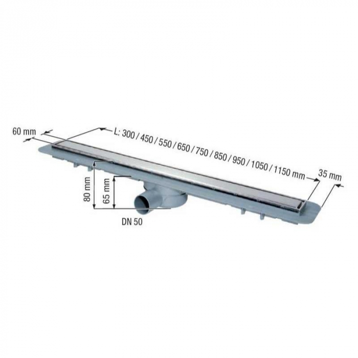 Rigola de dus faiantabila Kessel plus capac Multistop 65 cm, cu sita pentru par si clapeta antimiros [4]