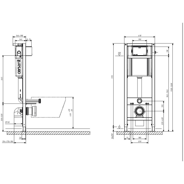 Pachet rezervor incastrat cu vas WC suspendat rimless si clapeta crom Cersanit System 21 Mech [3]