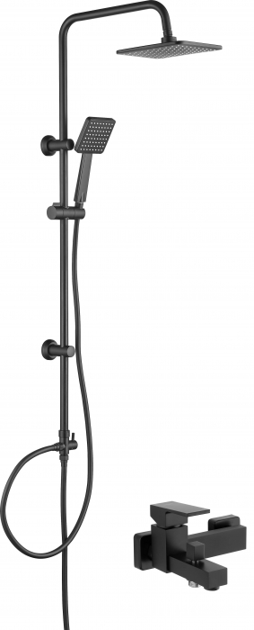 Set de dus  cu palarie, para de dus si baterie, negru, Deante