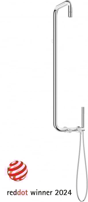 Set de dus cu baterie termostatata crom, brat dus, 3 functii, Deante Silia