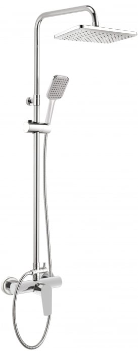 Set de dus cu baterie termostatata crom, palarie, 3 functii, Deante Tubo