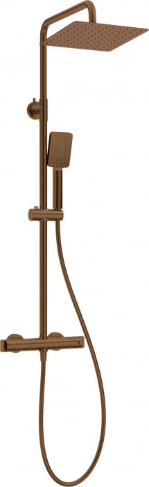 Coloana de dus, bronz,  cu palarie, para de dus si baterie cu termostat, Deante Therm