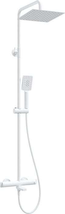 Coloana de dus  cu palarie, alb, para de dus si baterie cu termostat, Deante Therm