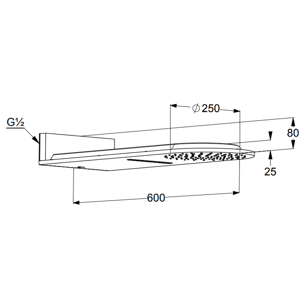 Palarie dus Kludi A-QA cu montare pe perete 250 mm alb/crom [2]