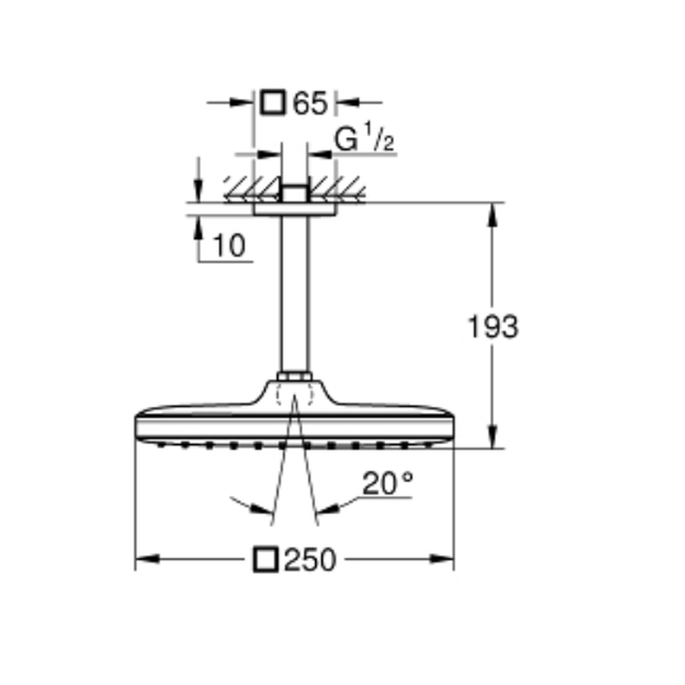 Palarie dus rotunda crom 250 mm Grohe Tempesta Cube [3]