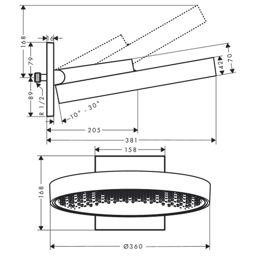 Palarie dus rotunda crom lucios Ø 360 mm Hansgrohe Rainfinity 26230000 [2]