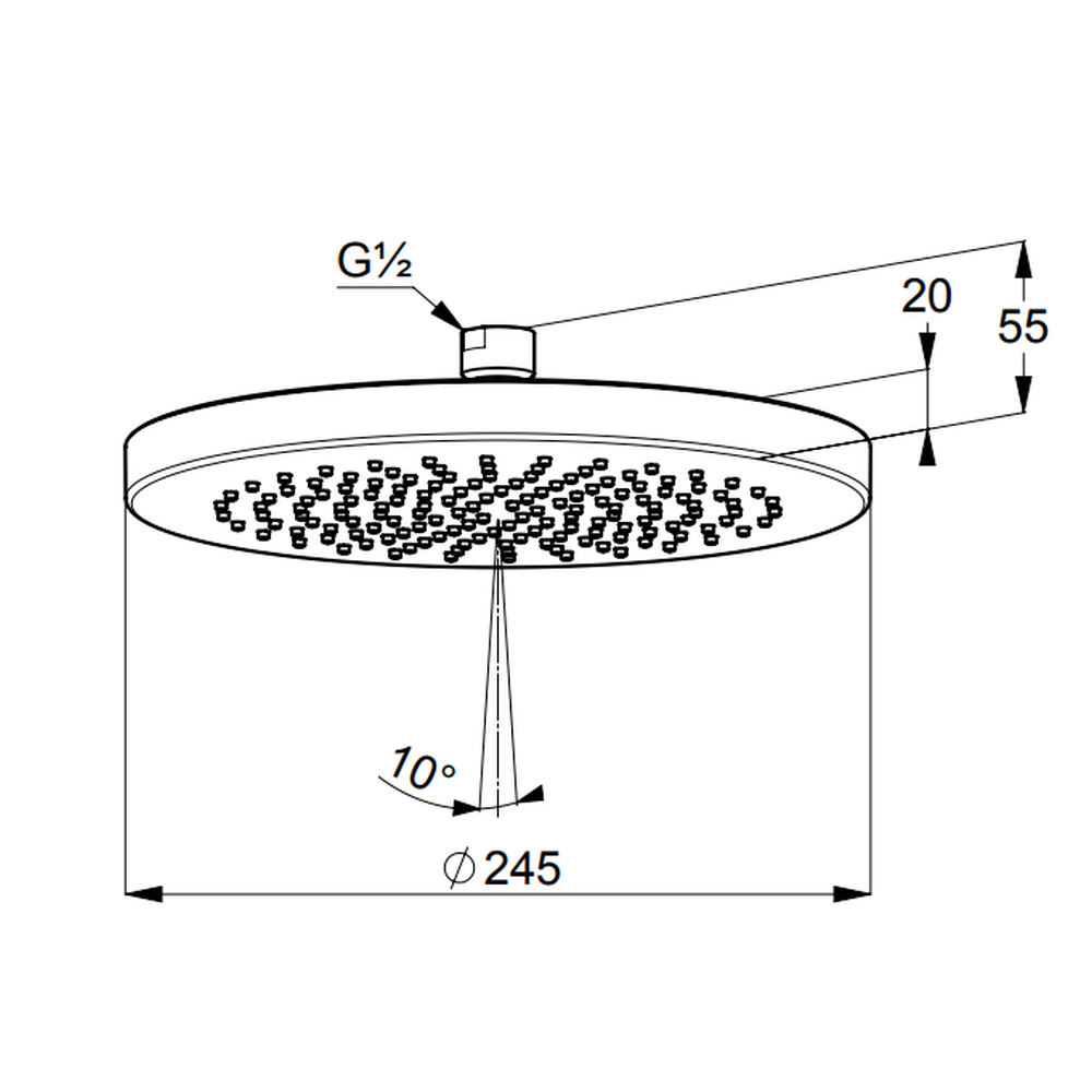 Palarie dus rotunda Kludi A-QA 245 mm negru mat [2]