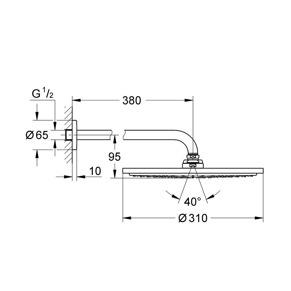 Palarie si brat de dus Grohe Rainshower Cosmopolitan 310 auriu lucios Cool Sunrise [5]