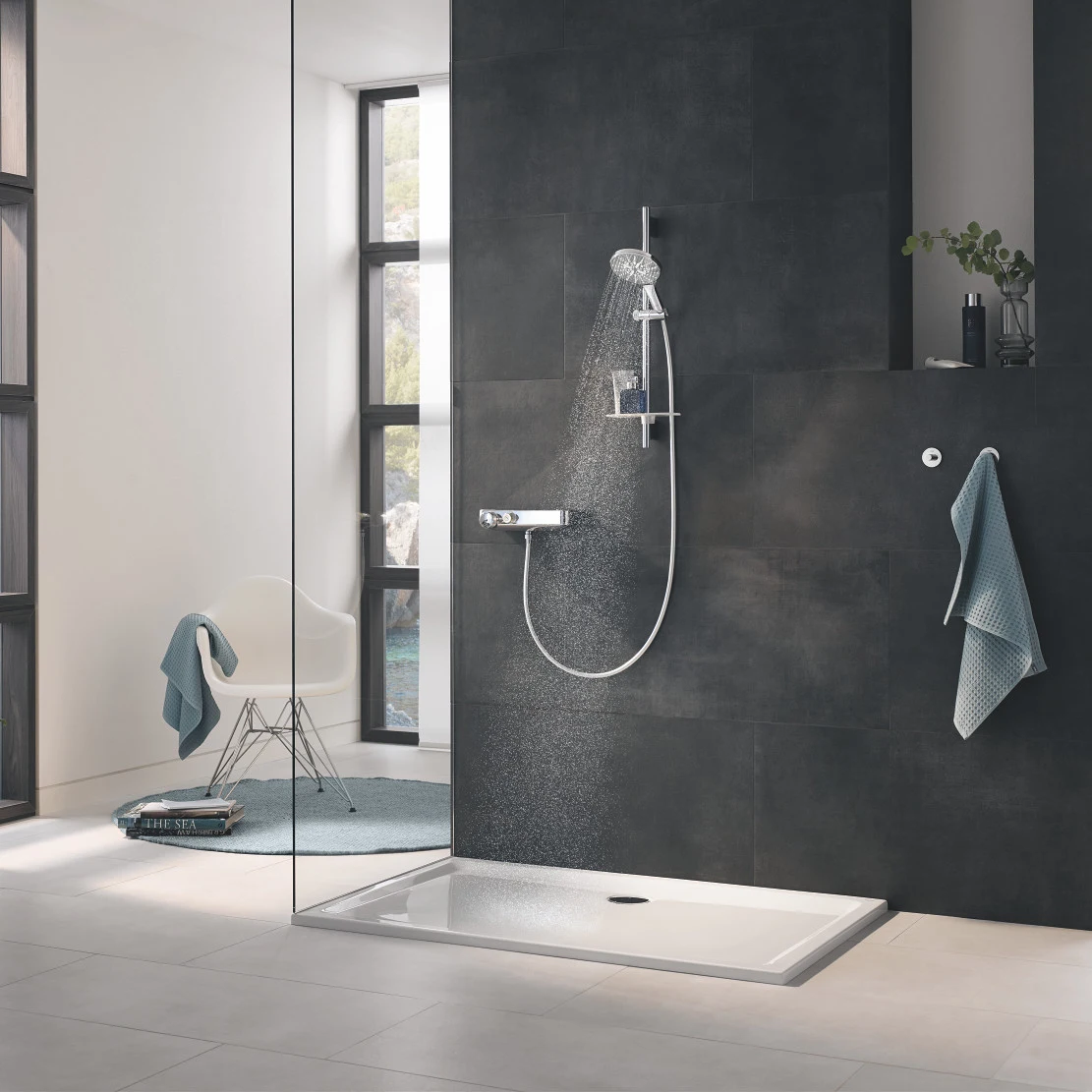Para de dus crom cu 3 jeturi, 15 cm diametru, Grohe Rainshower SmartActive [3]