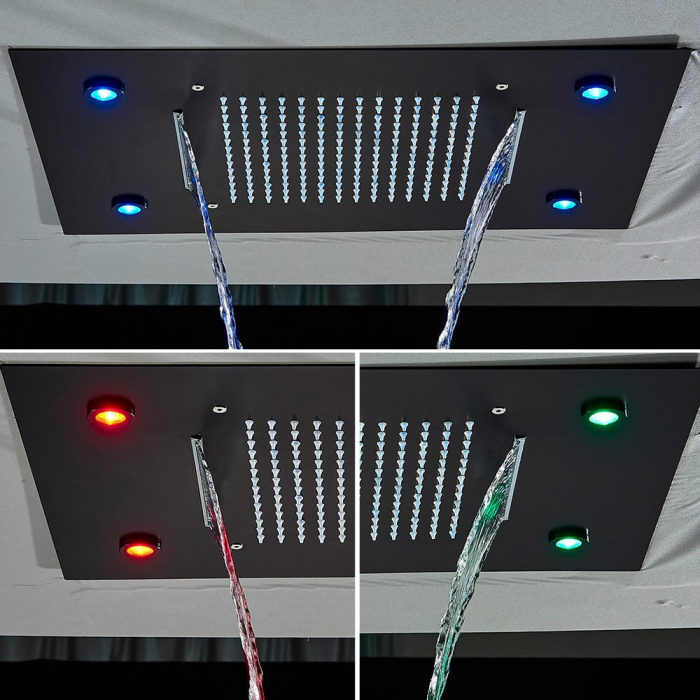Para de dus neagra incastrata in tavan, cu doua functii de curgere si iluminare LED [3]
