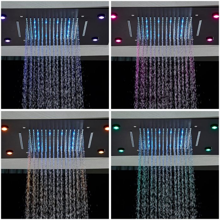 Para de dus neagra incastrata in tavan, cu doua functii de curgere si iluminare LED [2]