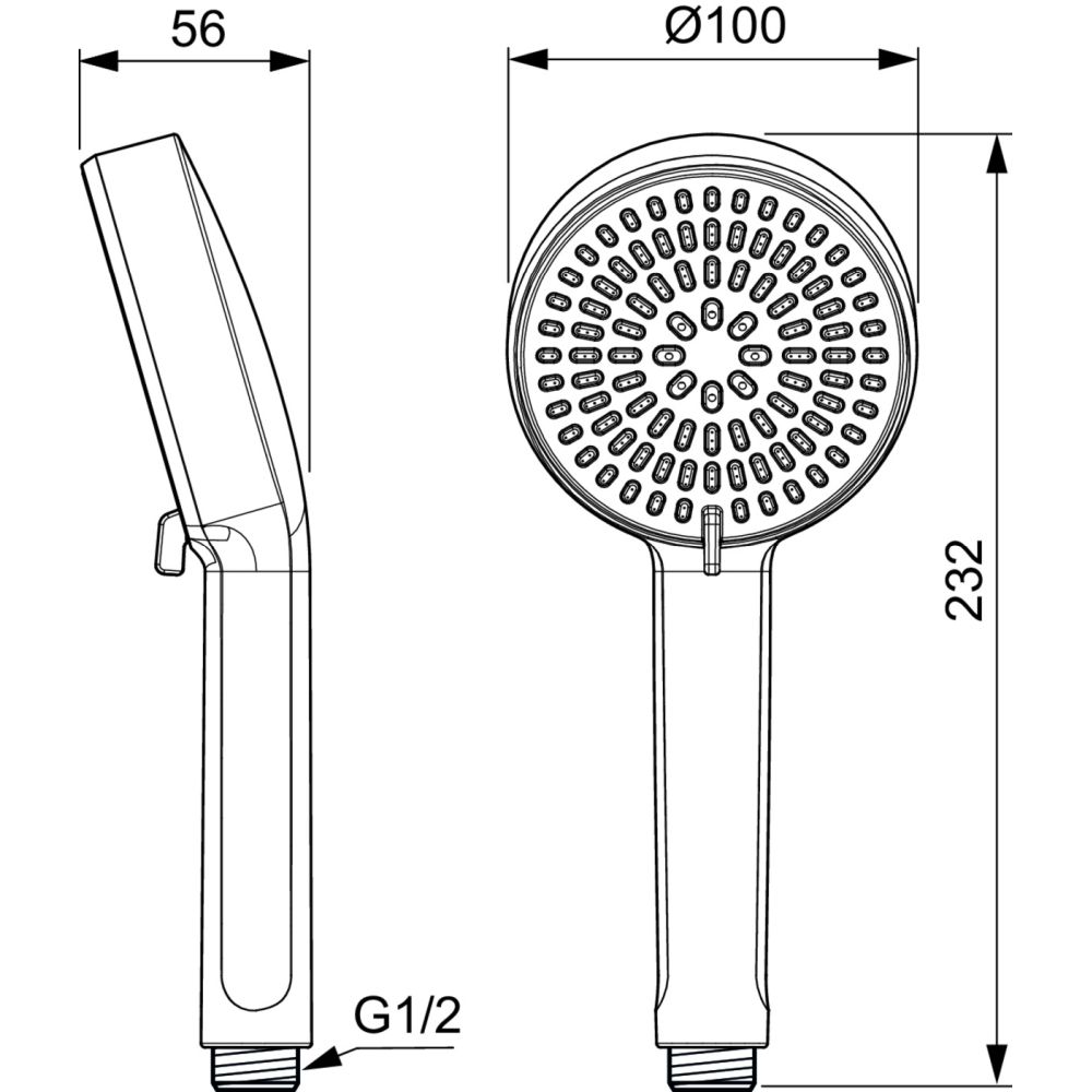Para dus rotunda Ideal Standard Alu+ argintiu mat cu 2 functii [4]