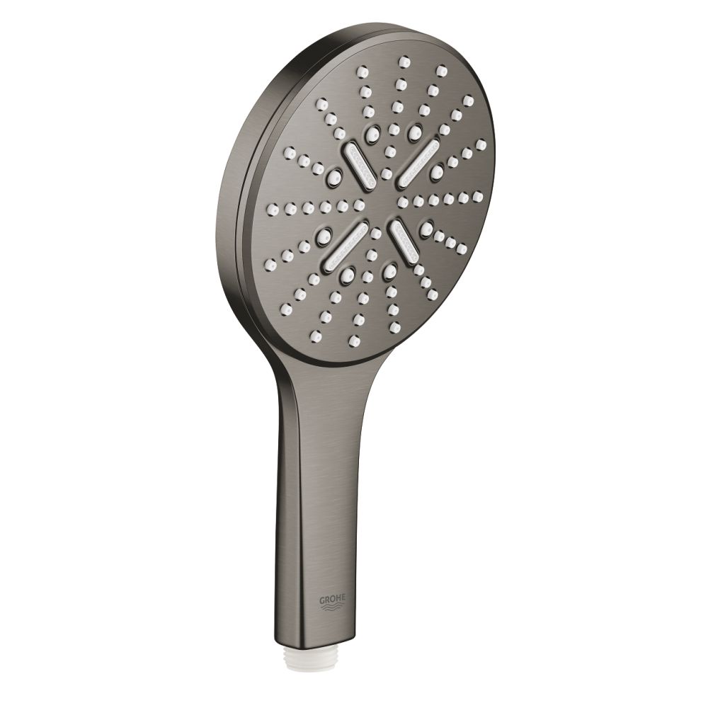 Para dus rotunda Grohe Rainshower Smartactive 130 cu 3 functii, antracit periat Hard Graphite