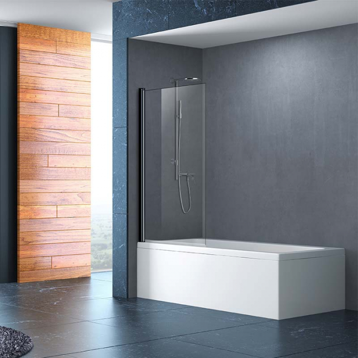 Paravan cada baie sticla securizata cu profil negru, 80x140 cm, Mediterraneo, Standard [2]