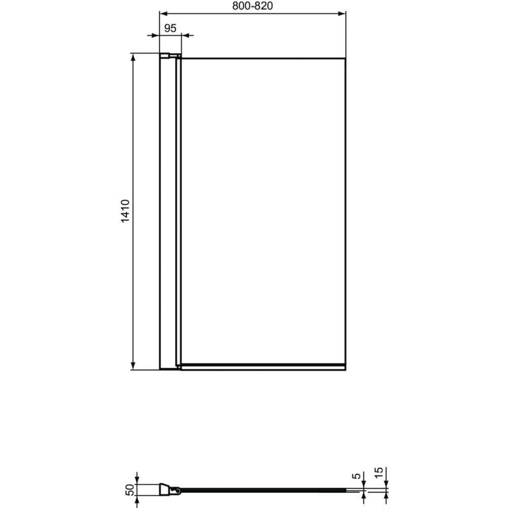 Paravan cada sticla securizata, rectangular, profil crom, 80x140 cm, Ideal Standard Connect [7]