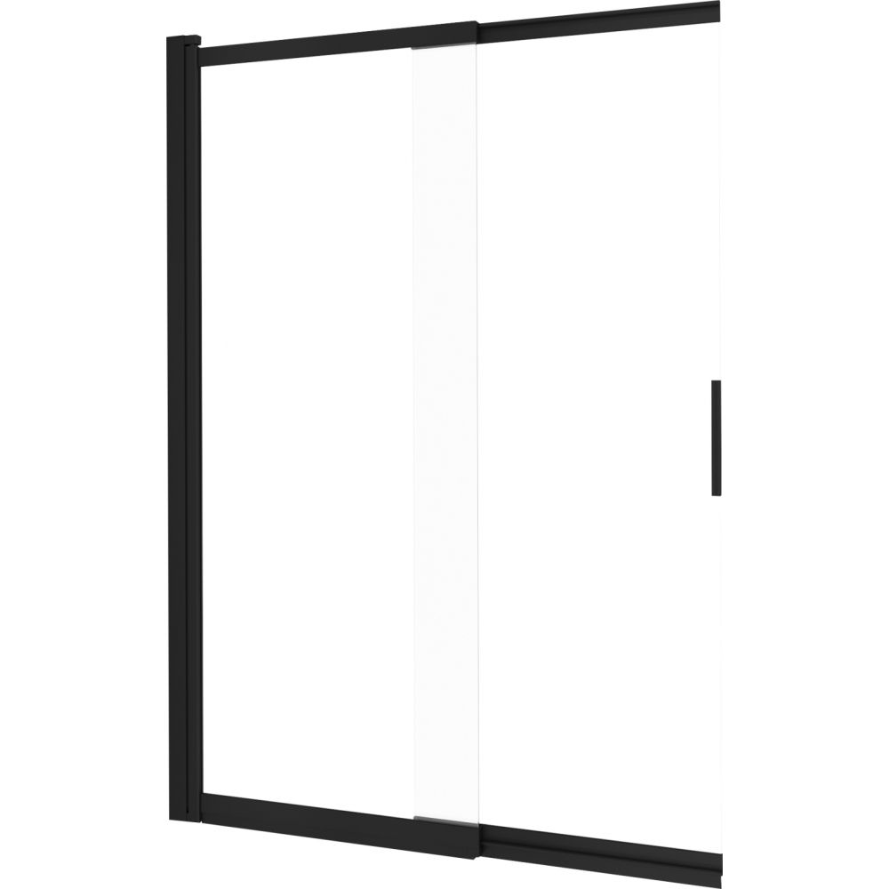 Paravan cada glisant sticla securizata, 100x140 cm, negru mat, Deante Prizma