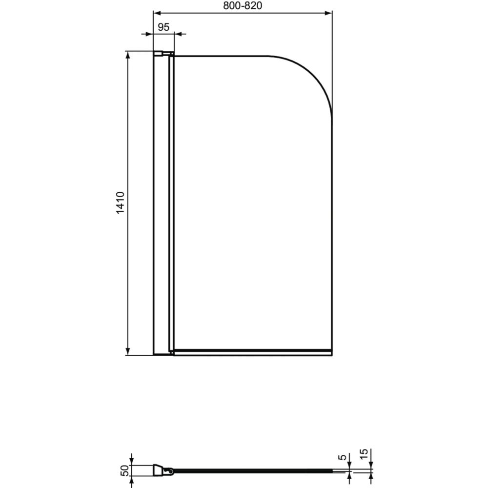 Paravan cada sticla securizata, rotunjit, profil crom, 80x140 cm, Ideal Standard Connect [8]