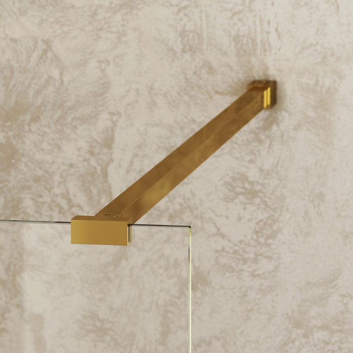 Paravan de dus fix, 90x200 cm, sticlă securizată 8 mm, profil auriu, Roth Melina [2]