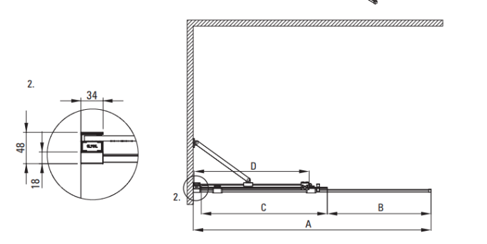 Paravan de dus glisant, 80x195 cm, sticla securizata 6 mm, negru, Deante Prizma [4]