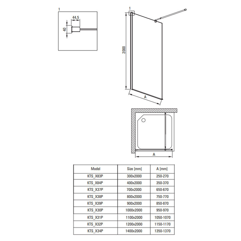 Paravan dus profil crom walk-in sticla securizata 30x200 cm, Deante Kerria Plus [2]