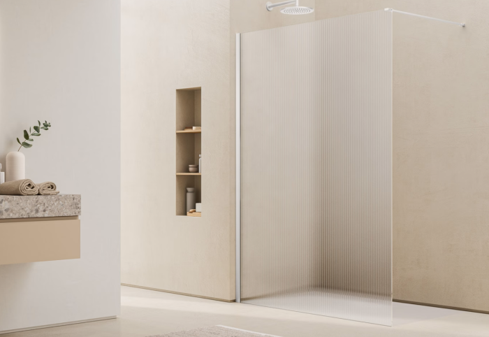 Paravan dus cu sticla riflata walk-in 140x200 cm, alb, 8 mm, Ronal Lina [2]