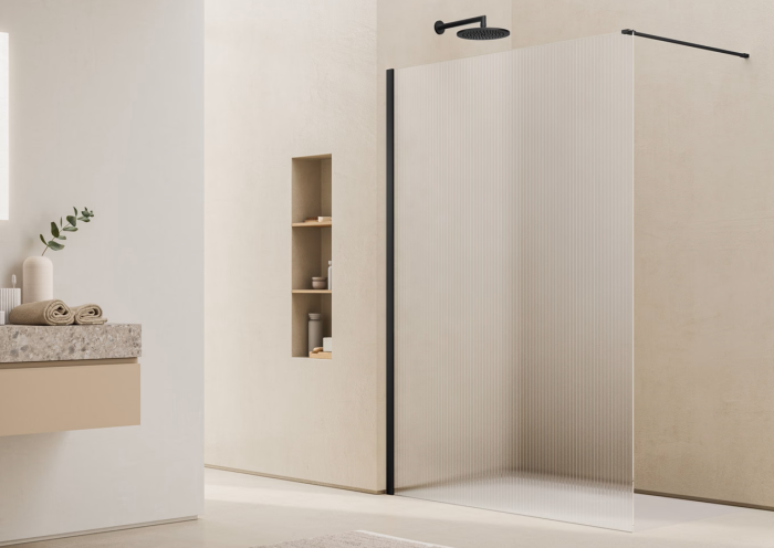 Paravan dus cu sticla riflata walk-in 100x200 cm, negru, 8 mm, Ronal Lina [2]